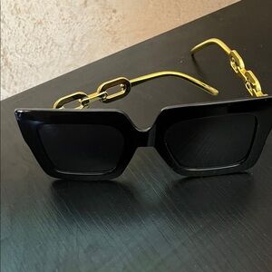 Chic Black and Gold Sunglasses New